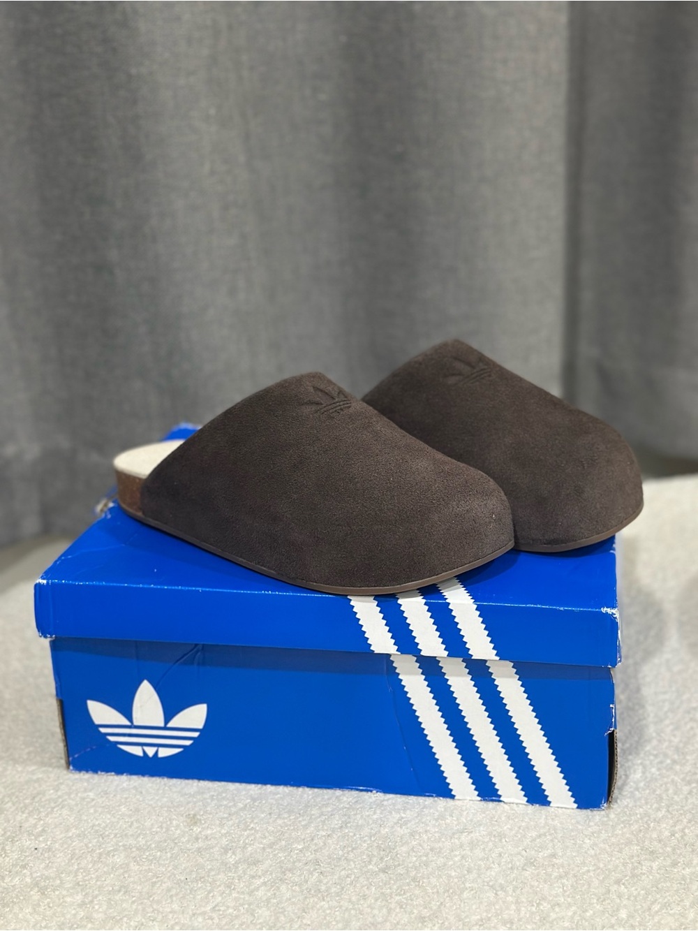 Adidas women Brown Suede Slip-On Clog